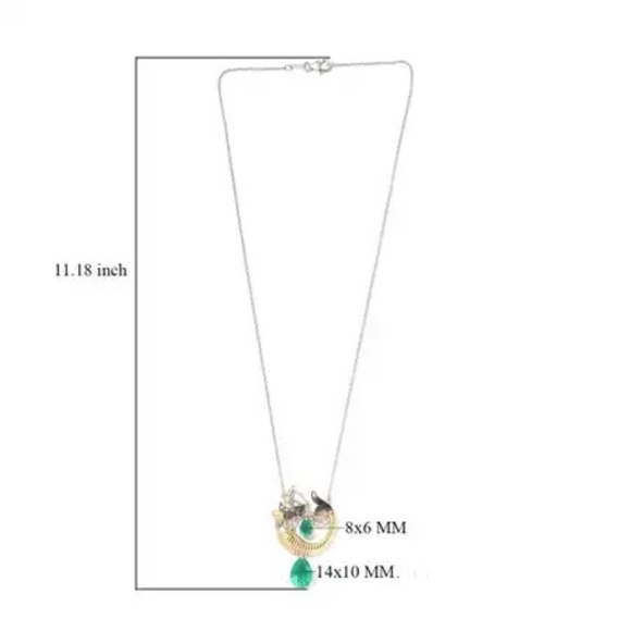 NWT ONE OF A KIND EMERALDINE QUARTZ MERMAID NECKLACE 14KYG OVER STERLING SILVER - Picture 6 of 6